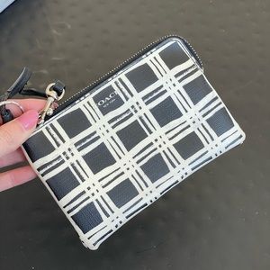 Coach Plaid Black & White Wallet/Clutch/Wristlet